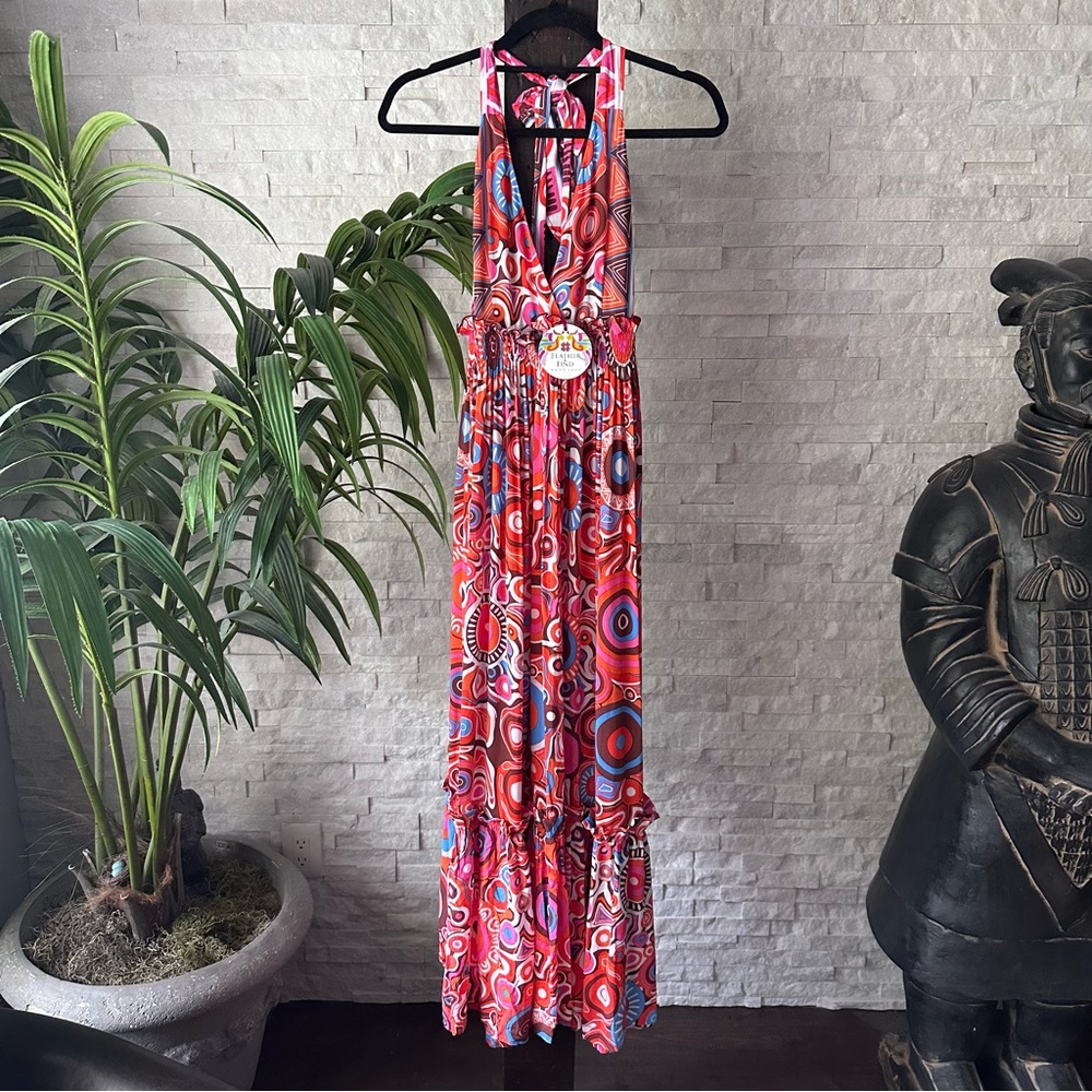 Feather & Find “Airglow Dreamtime Dress” Boho Maxi Dress Size M New with Tags